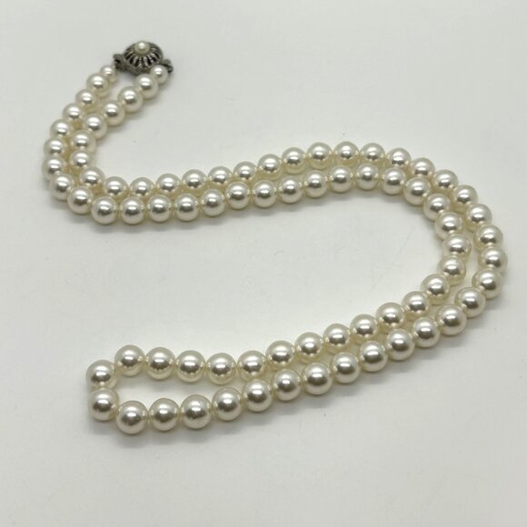 Sarah Coventry Jewelry - Vintage Sarah Coventry Faux Pearl Necklace, Floral Box ClaspTimeless 1960s